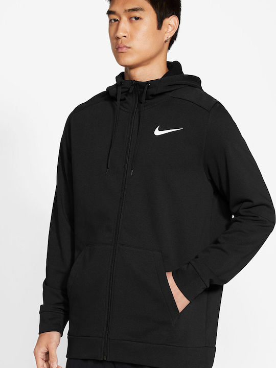 Dri-Fit Ζακέτα με Κουκούλα Μαύρη