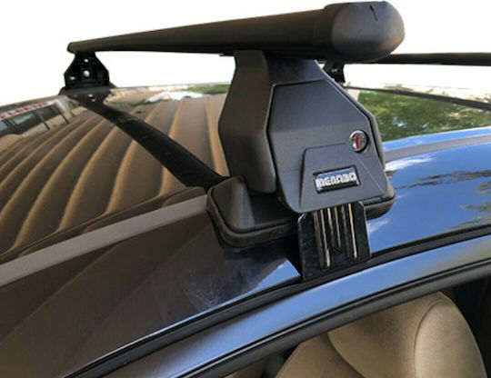 Menabo Autodachträger Metallisch 112cm für Toyota Corolla 5D 2018+ mit Dachträgerfüßen Schwarz