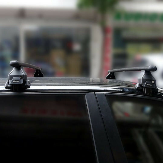 Menabo Car Roof Bars Metallic 112cm for Hyundai Getz 5D Set with Roof Rack Legs Black