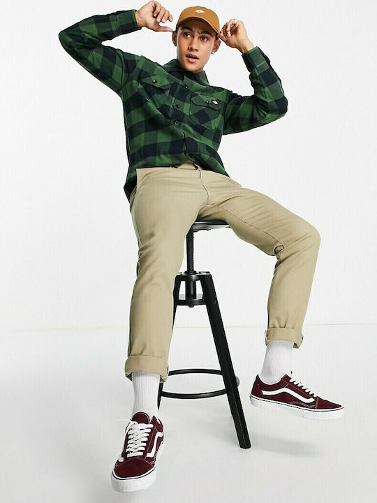 Sacramento Long-sleeved Flannel Shirt Checked Pine Green