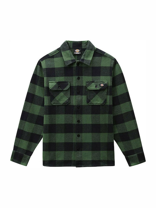 Sacramento Long-sleeved Flannel Shirt Checked Pine Green