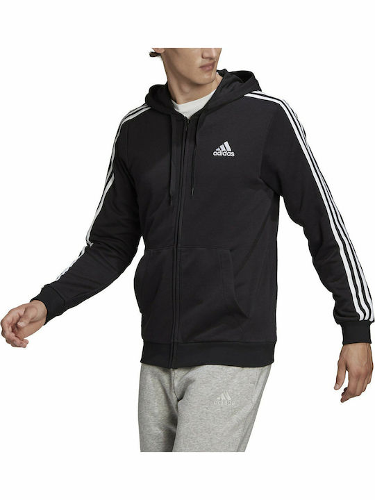 Essentials 3-Stripes Logo Hoodie Jacket Black