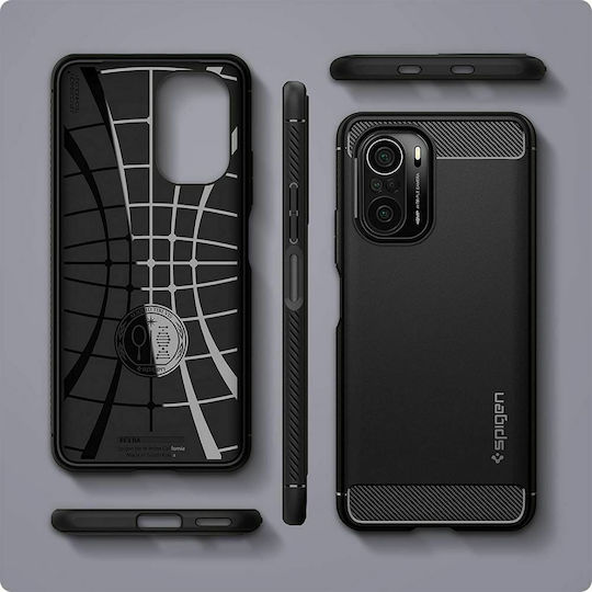 Spigen Rugged Armor Back Cover Σιλικόνης Ανθεκτική Μαύρο Ματ (Poco F3)