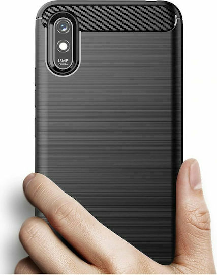 Hurtel Brushed Carbon Back Cover Σιλικόνης Μαύρο (Redmi 9A / 9AT)