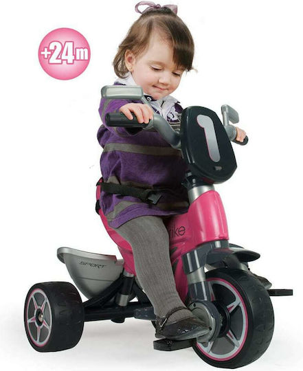 Injusa Body Girl Trike Kids Tricycle Convertible, With Storage Basket, Sunshade & Push Handle for 10+ Months Pink