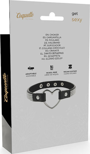 Coquette Hand Crafted Choker Κολάρο Vegan Leather Heart Black