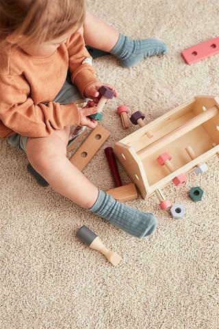 Kids Concept Дървена Кутия За Инструменти От Дърво За 3+ Години 20 Бр