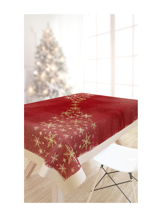 Saint Clair Weihnachts- Geflochtenes Tischtuch Stoff Rot B145xL220cm. 1Stück