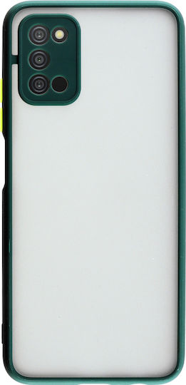 Lime Hardsell Camera Guard Back Cover Plastic / Silicon Dark Green with Yellow Keys (Galaxy A03s)