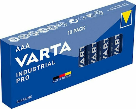 Varta 10 Pack Alkaline Batteries AAA Industrial 1.5V