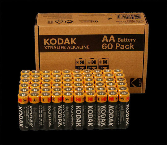 Kodak 60 Pack Alkaline Batteries AA Xtralife 1.5V 30422636