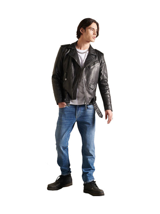 Pantaloni Jeans pentru Bărbați cu Croială Slim Straight Albastru