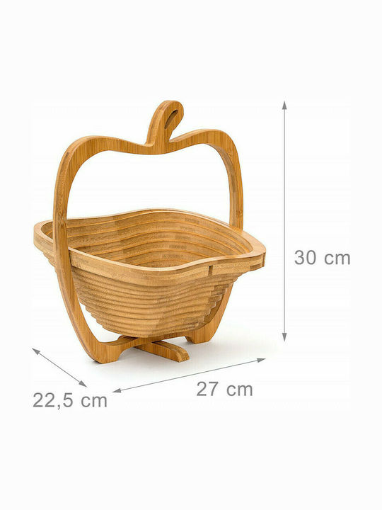 Relaxdays Fruit Bowl Wooden Brown 27x22.5x30cm