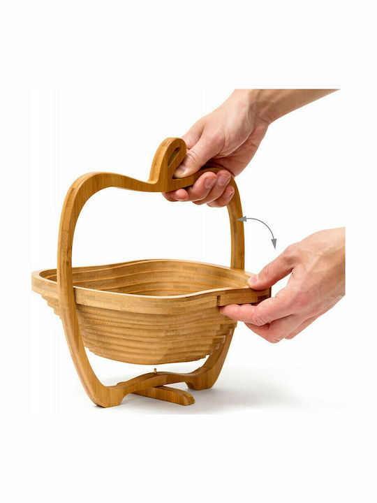 Relaxdays Fruit Bowl Wooden Brown 27x22.5x30cm