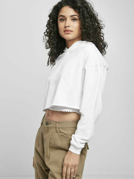 Cropped Women's Sweatshirt Hooded White