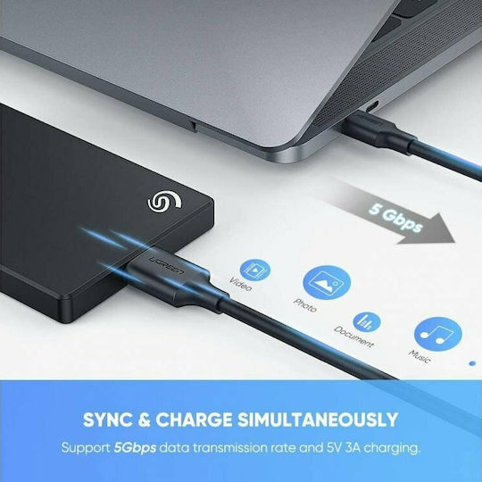 Ugreen USB 3.0 Cable USB-C male - micro USB-B Μαύρο 1m 20103