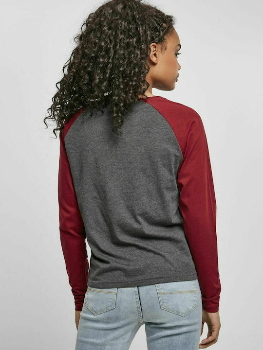 Urban Classics TB4539 Women's Blouse Cotton Long Sleeve Burgundy