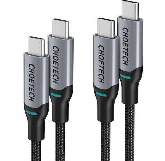 Choetech Braided USB 2.0 Cable USB-C Male - USB-C 100W Black 1.8m MIX00073 2 Pieces