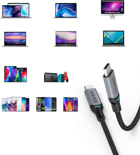 Choetech Braided USB 2.0 Cable USB-C Male - USB-C 100W Black 1.8m MIX00073 2 Pieces