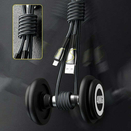 Joyroom S-1230K6 Плетена USB 2.0 Кабел USB-C мъжки - USB-A мъжки 10W Черен 1.2м
