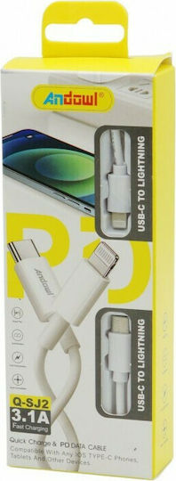 Andowl USB-C to Lightning Cable Λευκό 1.2m (Q-SJ2)