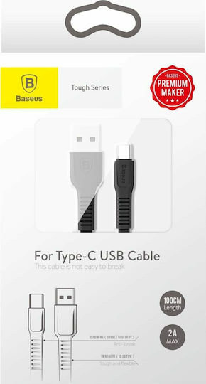 Baseus Tough Flach USB 2.0 Kabel USB-C männlich - USB-A Schwarz 1m (CATZY-B01)