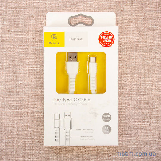 Baseus Tough Flaches USB Typ-C Kabel USB-A Männlich Weiß 1m CATZY-B02