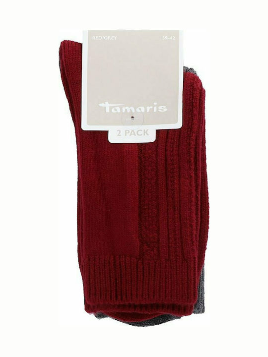 Tamaris Γυναικείες Μονόχρωμες Κάλτσες Red / Grey 2Pack Tamaris Γυναικείες Μονόχρωμες Κάλτσες Red / Grey 2Pack