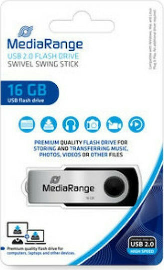 MediaRange 16GB USB 2.0 Stick Ασημί