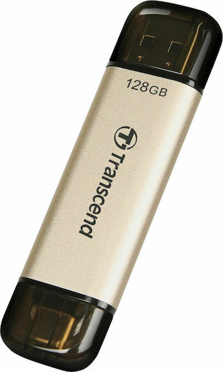 Transcend JetFlash 930C 128GB USB 3.2 Стик с връзка USB-A & USB-C Златист