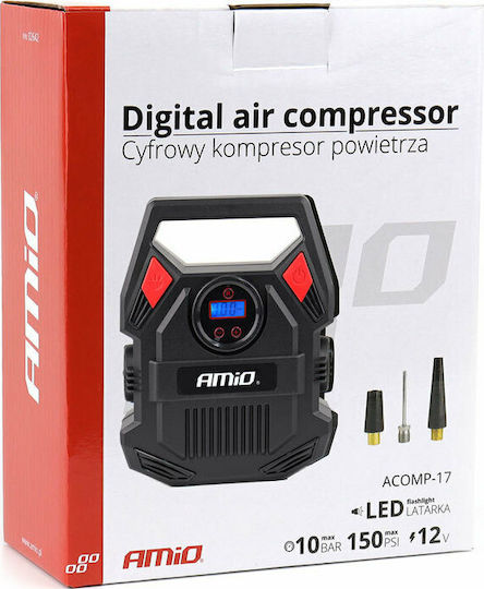 AMiO Τρόμπα Αυτοκινήτου ACOMP-17 150PSI με Καλώδιο Αναπτήρα 12V