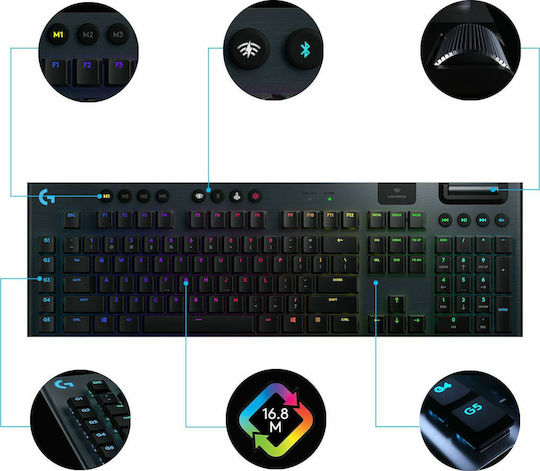Logitech G915 Lightspeed Kabelloses Gaming-Technik Tastatur mit GL Linear Schaltern und RGB-Beleuchtung (Englisch US)