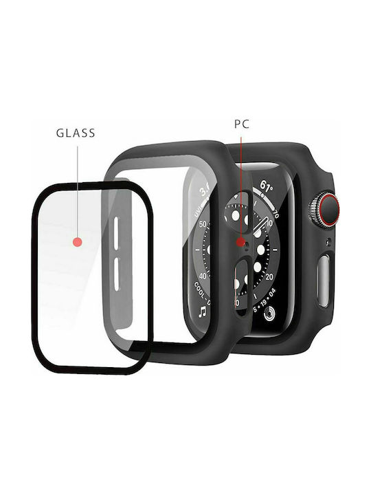 Tech-Protect Defense 360 Plastic Case with Glass in Black color for Apple Watch 41mm