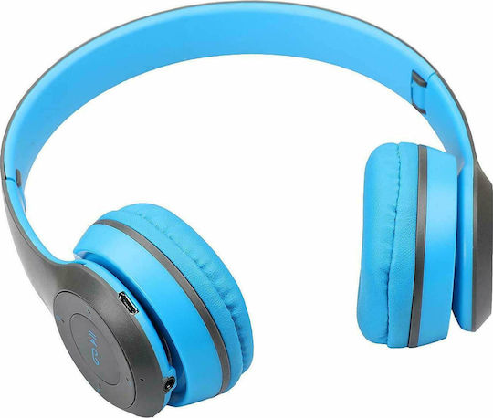 P47 Wireless BT On Ear Headphones with Radio with 6 hours of Operation Blue