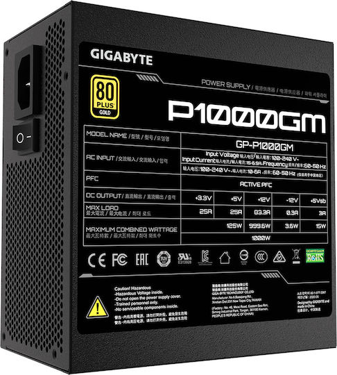 Gigabyte P1000GM 1000W Black Computer Power Supply Full Modular 80 Plus Gold