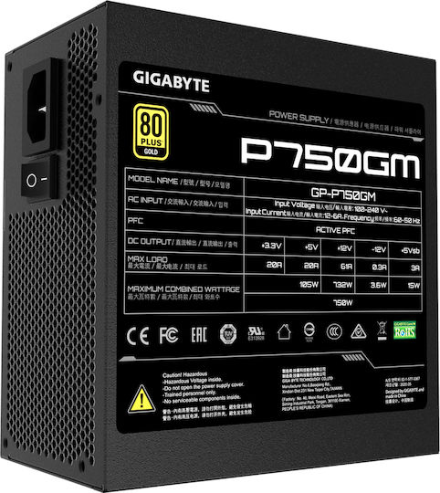 Gigabyte GP-P750GM 750W Black Computer Power Supply Full Modular 80 Plus Gold