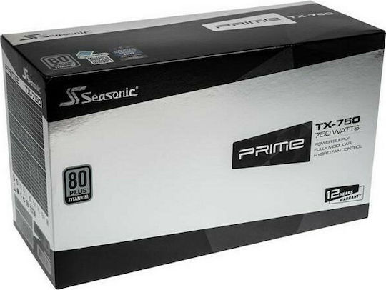 Seasonic Prime TX 750W Μαύρο Τροφοδοτικό Υπολογιστή Full Modular 80 Plus Titanium