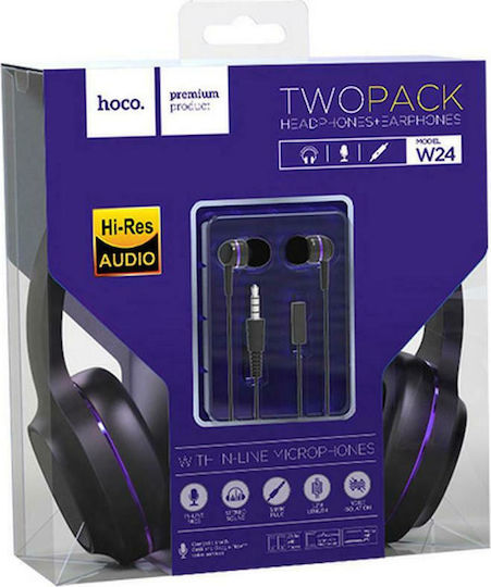 Hoco W24 Enlighten Wired On Ear Headphones Black