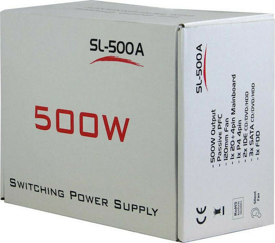 Inter-Tech SL-500A 500W Μαύρο Τροφοδοτικό Υπολογιστή Full Wired