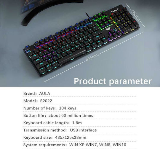 Aula Retribution Gaming Mechanische Tastatur mit Benutzerdefiniert Blau Schaltern und RGB-Beleuchtung (Griechisch)