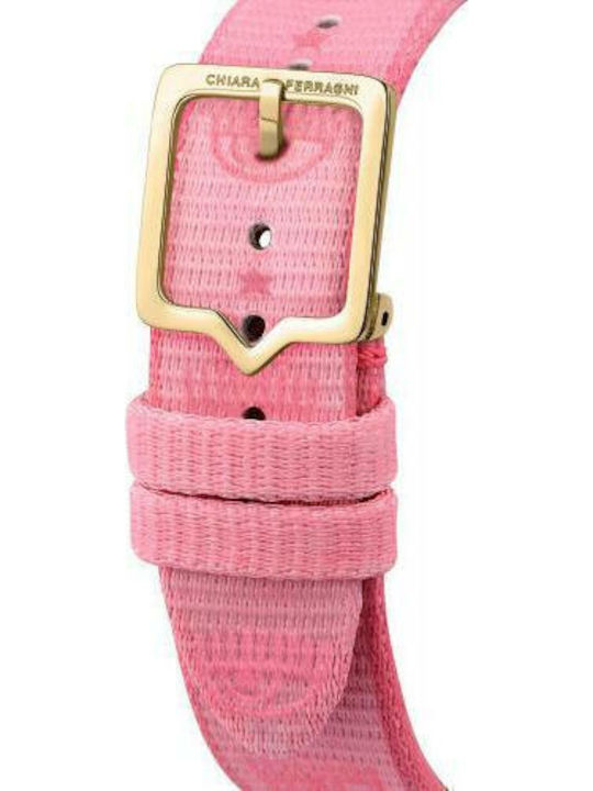 Chiara Ferragni Conteporary Rosa Armband Kristalle Damen Uhr mit Rosa Lederarmband