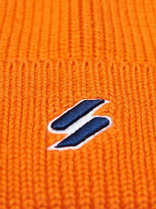 Beanie Männer Beanie mit Rippstrick in Orange Farbe