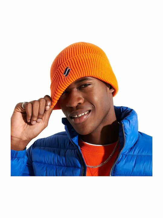 Beanie Männer Beanie mit Rippstrick in Orange Farbe