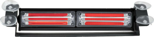 GloboStar Waterproof Car Lightbar Μπάρα Σήμανσης με Βεντούζες Στήριξης για Παρμπρίζ Οχήματος Πυροσβεστικής για Αυτοκίνητα & Φορτηγά 13 Προγραμμάτων Φωτισμού 18W LED 10-30V - Red