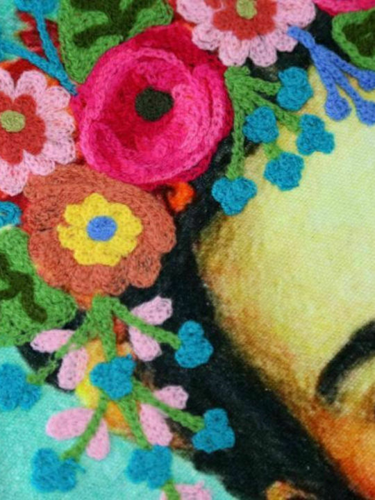 Synchronia Frida Kahlo Cotton Shopping Bag in Turquoise color