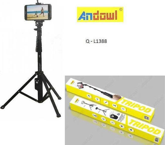 Andowl Selfie Stick Cell Phone Tripod Bluetooth Black