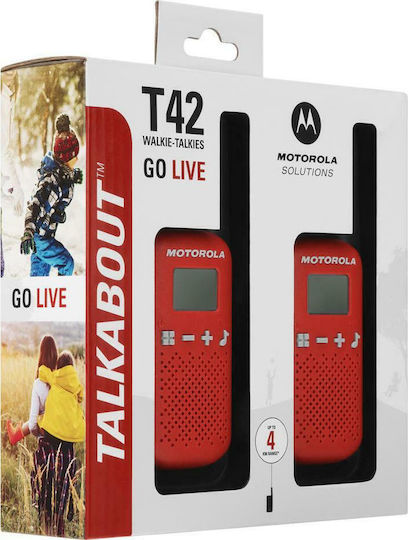 Motorola Talkabout T42 Transmițător Wireless PMR 0.5W cu Ecran Monocrom Set 2buc Culoare Roșu