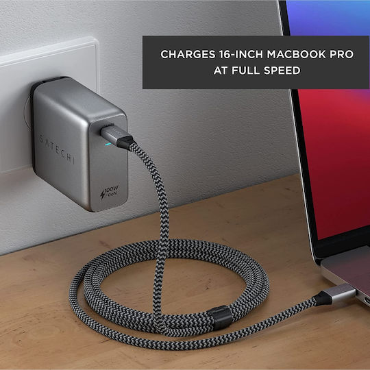 Satechi Wireless Charger GaN With USB-C Port 100W Power Delivery Gray ST-UC100WSM-EU