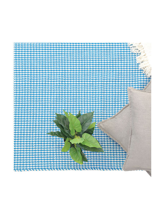 Royal Carpet Houndstooth Килим Правоъгълена Лятно време Памук с крошки Карибско море