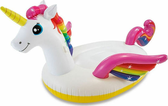 Intex Mega Island Kid's Inflatable Ride On Pool Raft Unicorn with Handles White 287x193cm